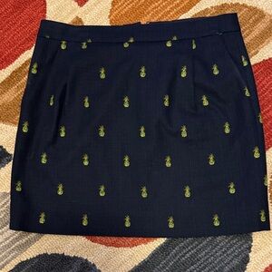 J.Crew Navy Pineapple Embroidered Skirt, size 8